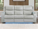 Luna Home Cinema Power Reclining Sofa, Ice Vegan Leather by Steve Silver at Eve Furniture