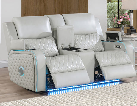 Luna Ice Vegan Leather 3-Piece Home Cinema Power Reclining Set by Steve Silver at Eve Furniture
