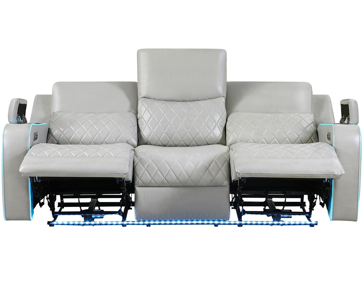 Luna Ice Vegan Leather 3-Piece Home Cinema Power Reclining Set by Steve Silver at Eve Furniture