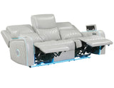 Luna Ice Vegan Leather 3-Piece Home Cinema Power Reclining Set by Steve Silver at Eve Furniture