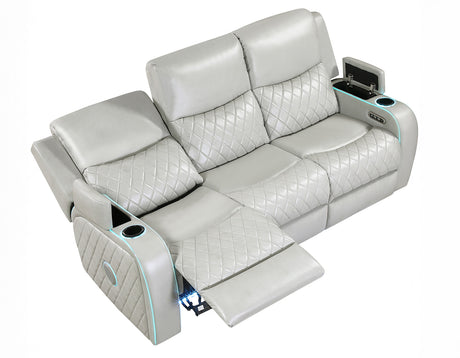 Luna Ice Vegan Leather 3-Piece Home Cinema Power Reclining Set by Steve Silver at Eve Furniture