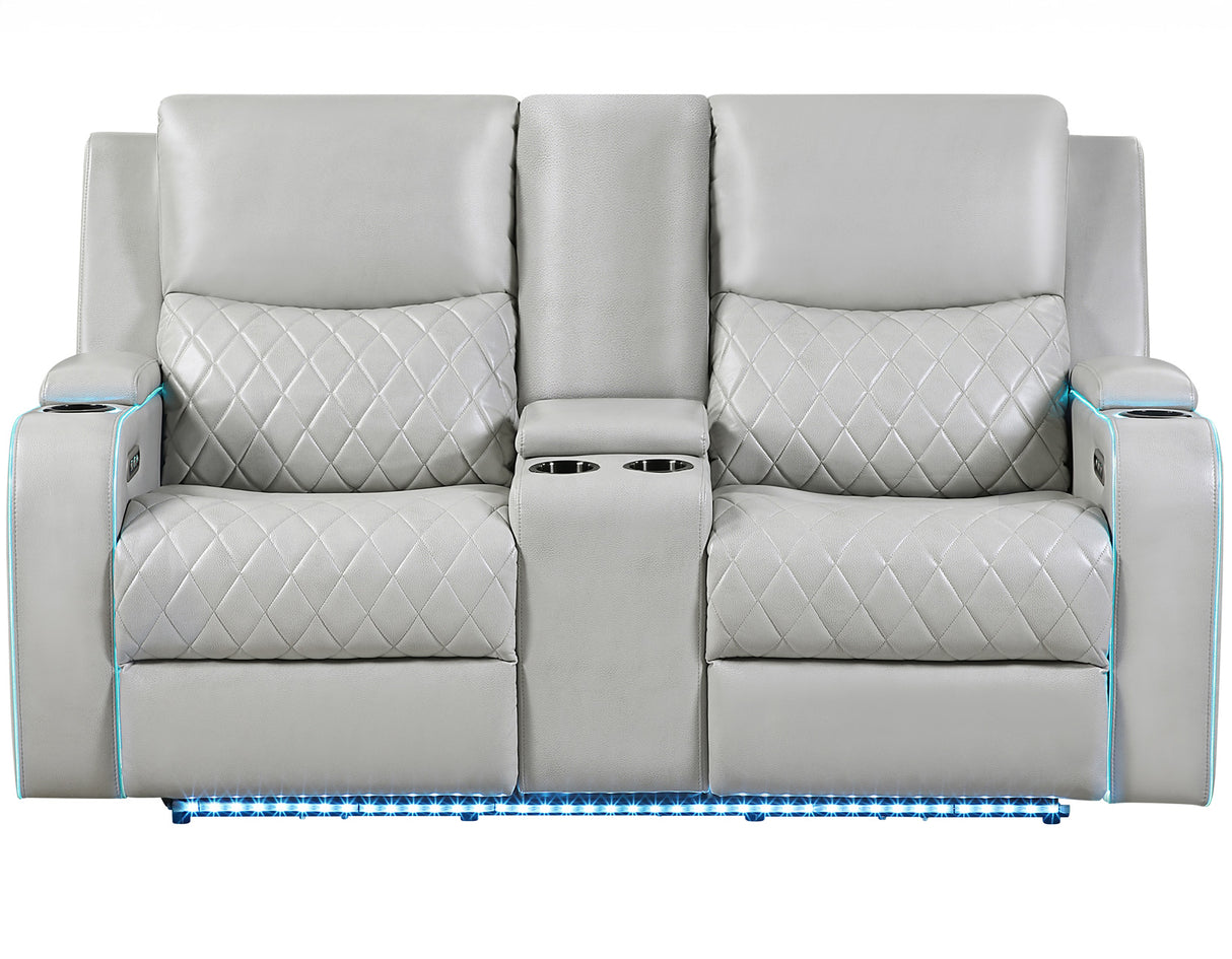 Luna Ice Vegan Leather 3-Piece Home Cinema Power Reclining Set by Steve Silver at Eve Furniture