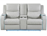 Luna Ice Vegan Leather 3-Piece Home Cinema Power Reclining Set by Steve Silver at Eve Furniture