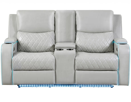 Luna Ice Vegan Leather 3-Piece Home Cinema Power Reclining Set by Steve Silver at Eve Furniture