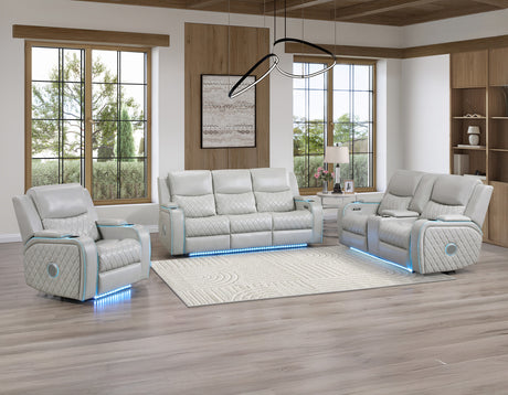 Luna Ice Vegan Leather 3-Piece Home Cinema Power Reclining Set by Steve Silver at Eve Furniture