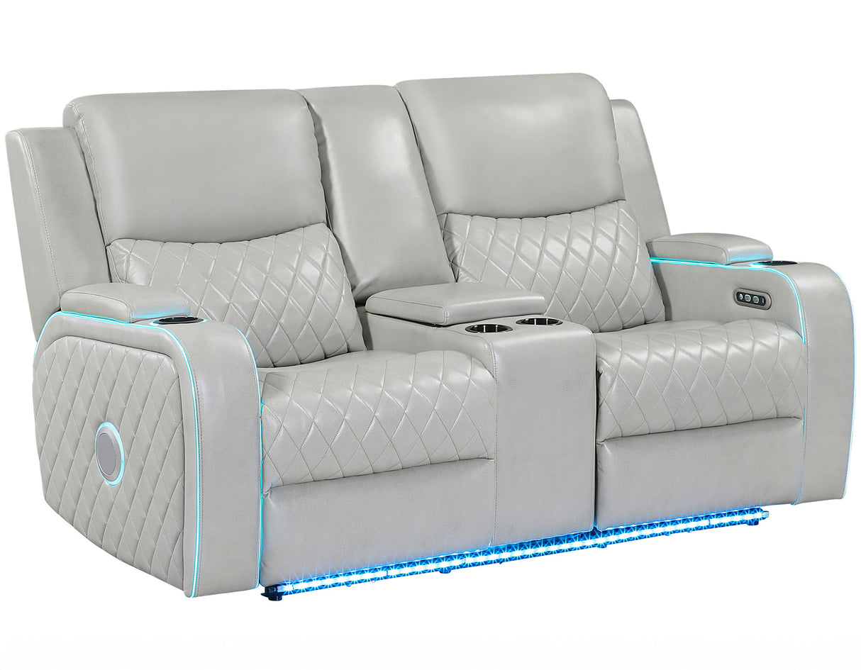 Luna Ice Vegan Leather 3-Piece Home Cinema Power Reclining Set by Steve Silver at Eve Furniture