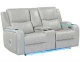 Luna Ice Vegan Leather 3-Piece Home Cinema Power Reclining Set by Steve Silver at Eve Furniture