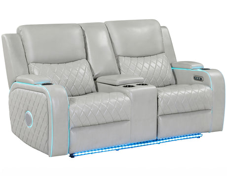 Luna Ice Vegan Leather 3-Piece Home Cinema Power Reclining Set by Steve Silver at Eve Furniture