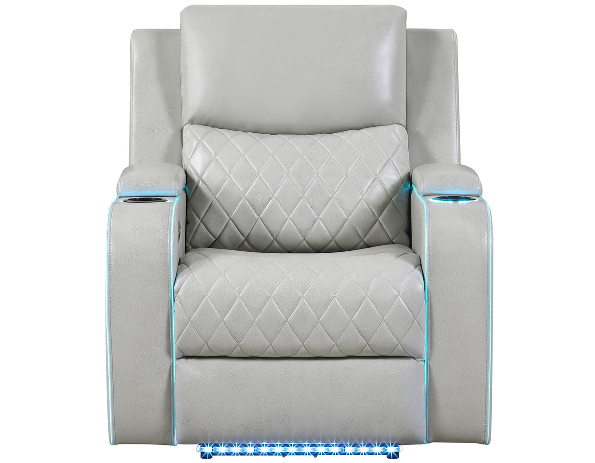 Luna Ice Vegan Leather 3-Piece Home Cinema Power Reclining Set by Steve Silver at Eve Furniture