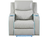Luna Ice Vegan Leather 3-Piece Home Cinema Power Reclining Set by Steve Silver at Eve Furniture