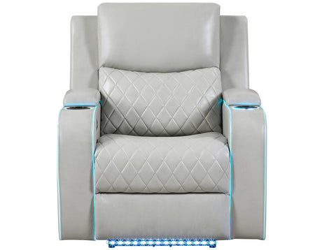 Luna Ice Vegan Leather 3-Piece Home Cinema Power Reclining Set by Steve Silver at Eve Furniture