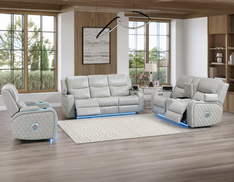 Luna Ice Vegan Leather 3-Piece Home Cinema Power Reclining Set by Steve Silver at Eve Furniture