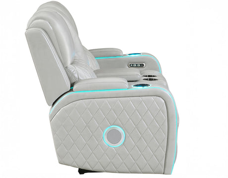 Luna Ice Vegan Leather 3-Piece Home Cinema Power Reclining Set by Steve Silver at Eve Furniture