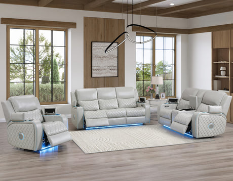 Luna Ice Vegan Leather 3-Piece Home Cinema Power Reclining Set by Steve Silver at Eve Furniture