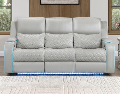 Luna Ice Vegan Leather 3-Piece Home Cinema Power Reclining Set by Steve Silver at Eve Furniture