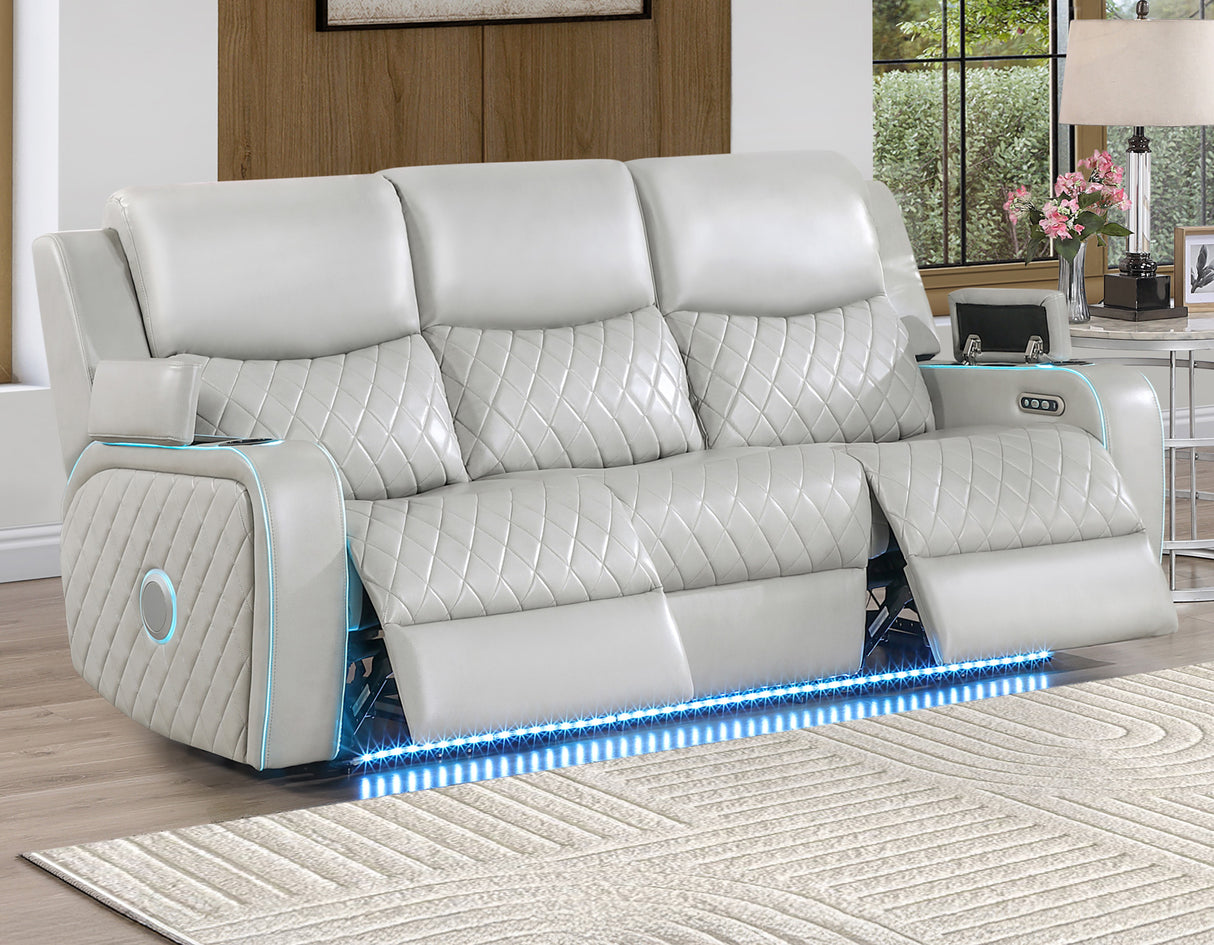 Luna Ice Vegan Leather 3-Piece Home Cinema Power Reclining Set by Steve Silver at Eve Furniture