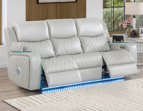 Luna Ice Vegan Leather 3-Piece Home Cinema Power Reclining Set by Steve Silver at Eve Furniture