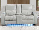 Luna Ice Vegan Leather 3-Piece Home Cinema Power Reclining Set by Steve Silver at Eve Furniture