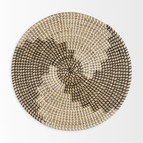 Luna Large Light Brown Seagrass Round Wall Hanging Plate by Mercana at Eve Furniture