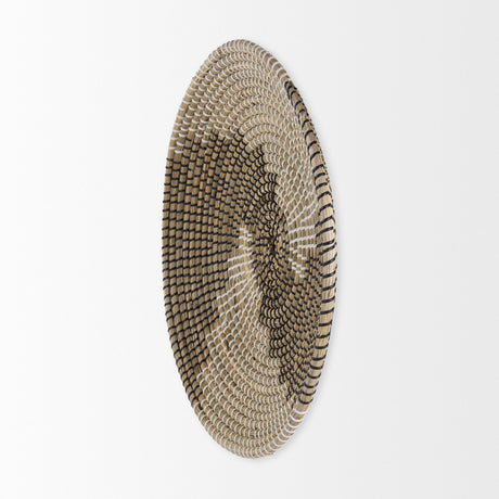 Luna Large Light Brown Seagrass Round Wall Hanging Plate by Mercana at Eve Furniture