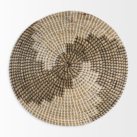 Luna Large Light Brown Seagrass Round Wall Hanging Plate by Mercana at Eve Furniture