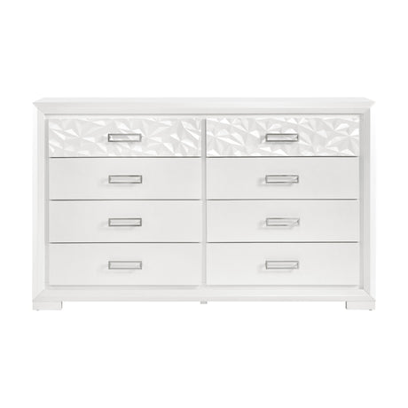 Luna Pearl White 4-Piece Queen Bedroom Set by Homelegance at Eve Furniture