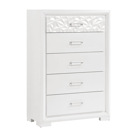 Luna Pearl White 5-Piece Queen Bedroom Set by Homelegance at Eve Furniture