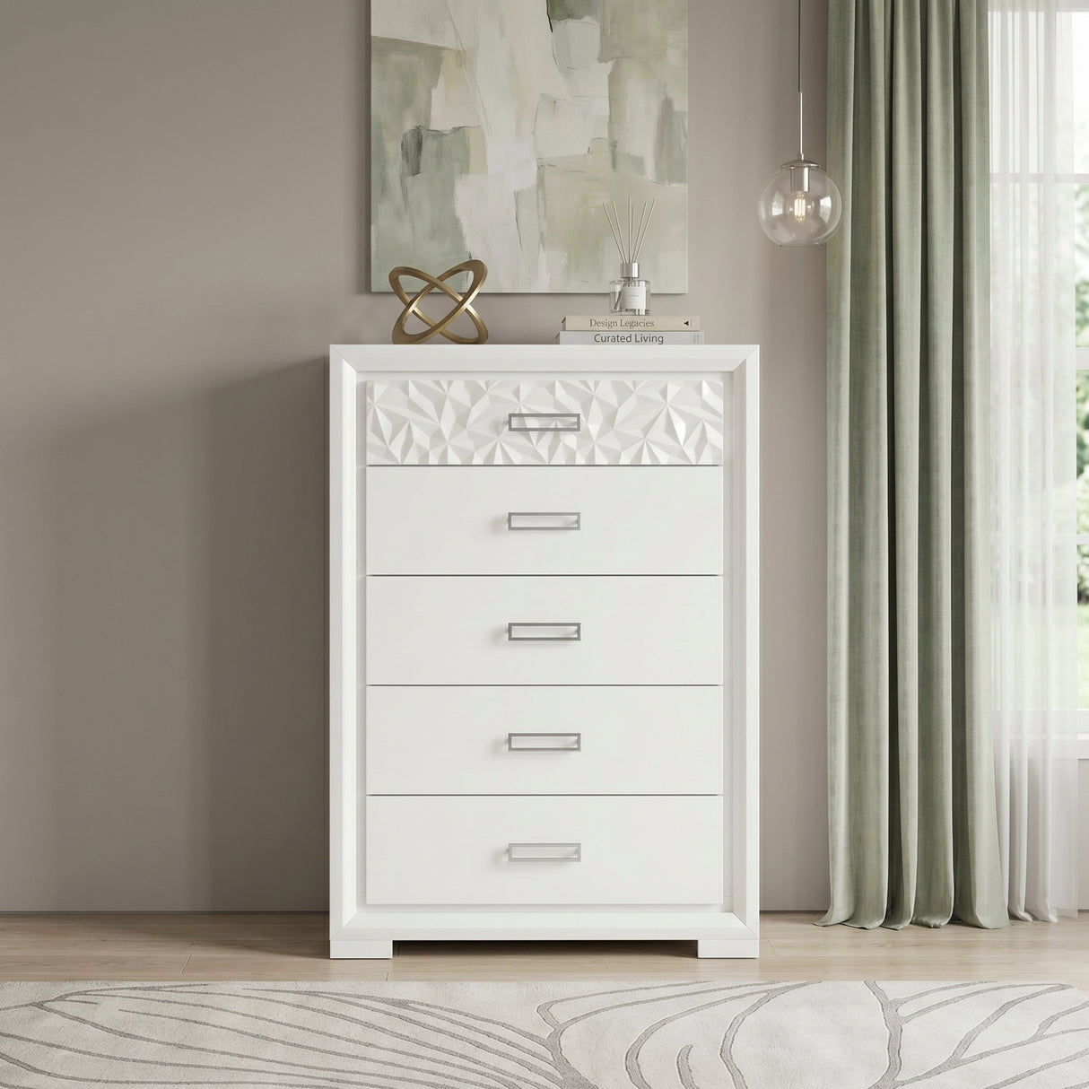 Luna Pearl White Chest by Homelegance at Eve Furniture