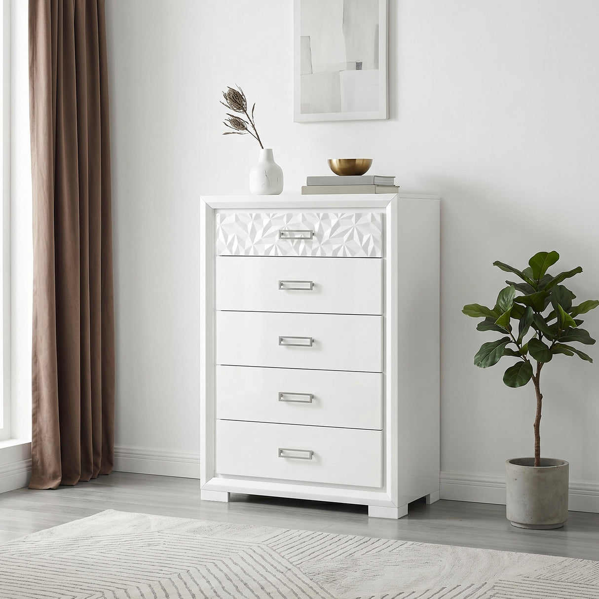 Luna Pearl White Chest by Homelegance at Eve Furniture
