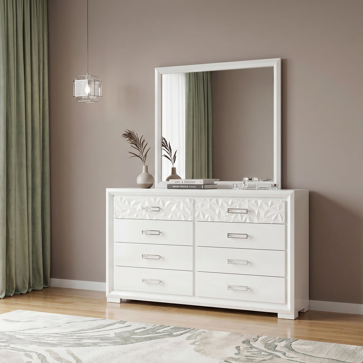 Luna Pearl White Dresser by Homelegance at Eve Furniture