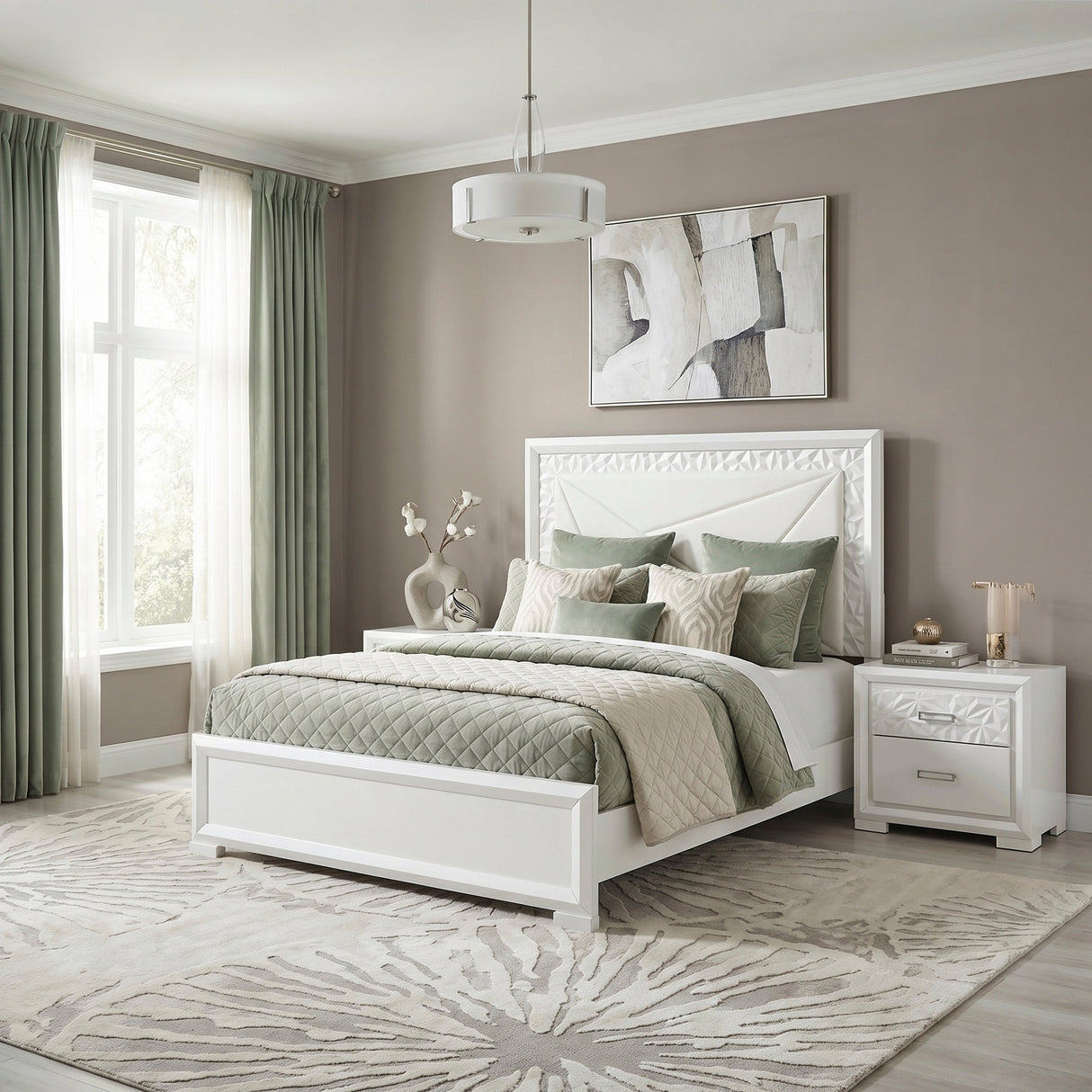 Luna Pearl White LED Full Bed by Homelegance at Eve Furniture