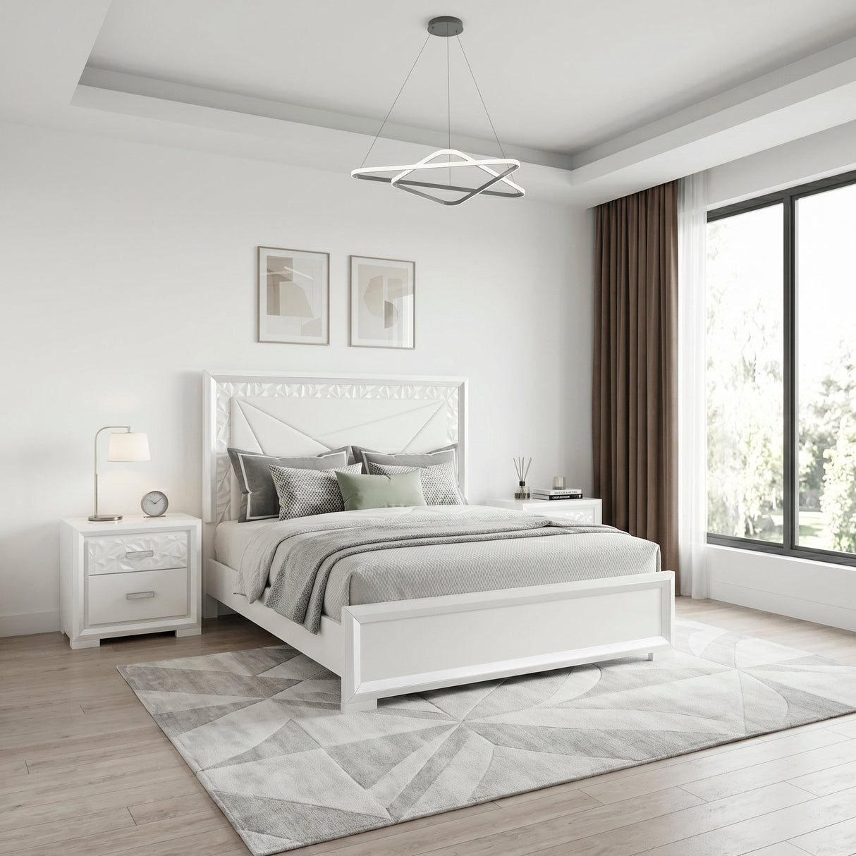 Luna Pearl White LED Full Bed by Homelegance at Eve Furniture