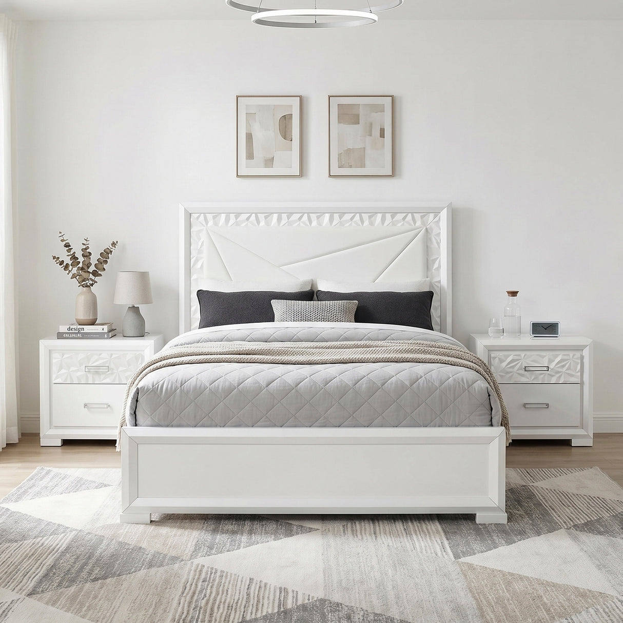 Luna Pearl White LED King Bed by Homelegance at Eve Furniture