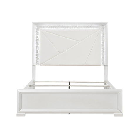 Luna Pearl White LED Queen Bed by Homelegance at Eve Furniture