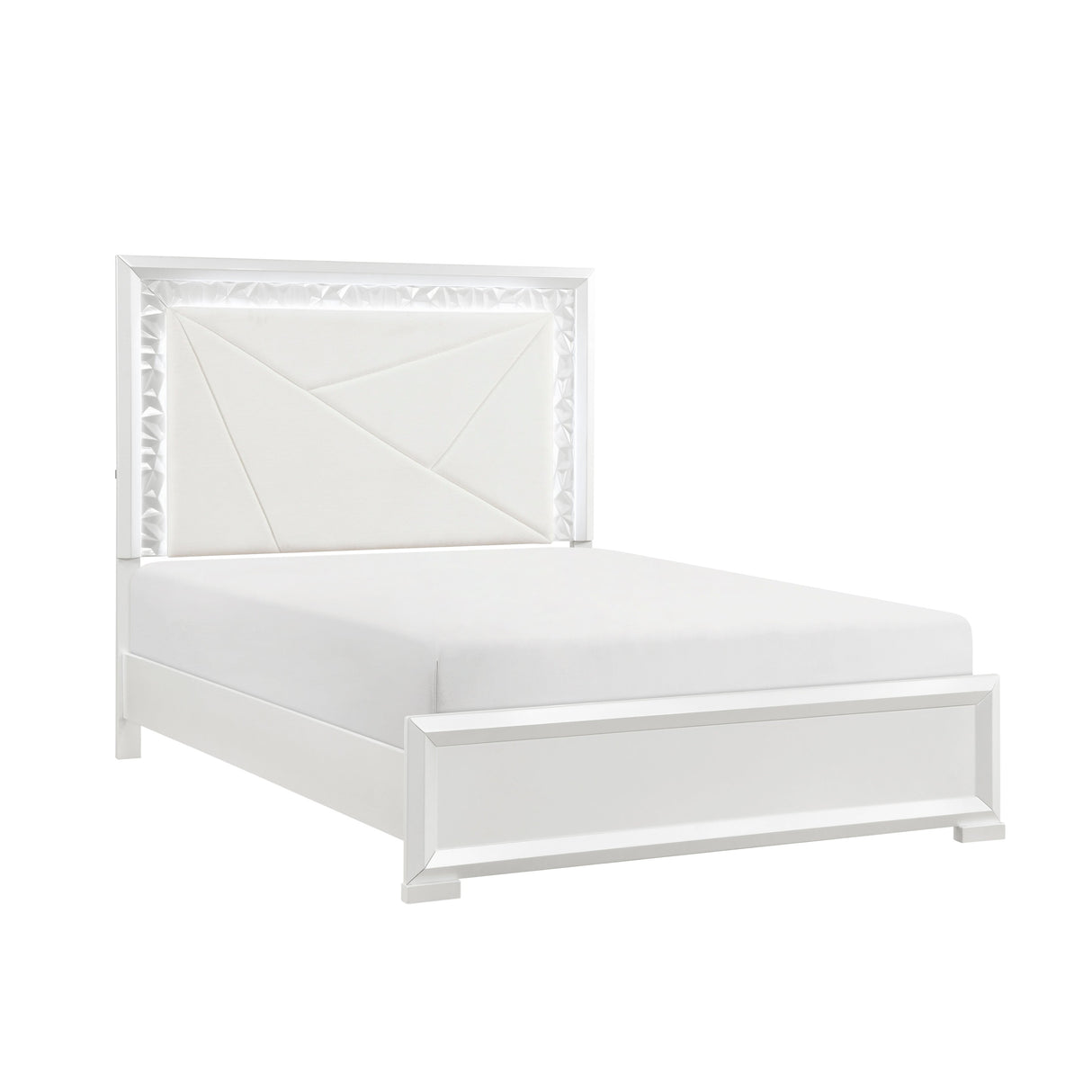 Luna Pearl White LED Queen Bed by Homelegance at Eve Furniture