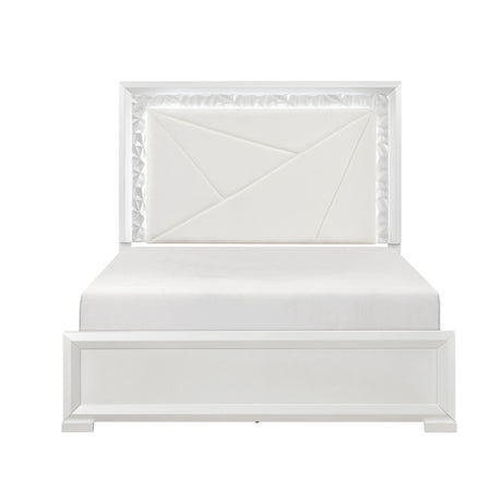 Luna Pearl White LED Queen Bed by Homelegance at Eve Furniture