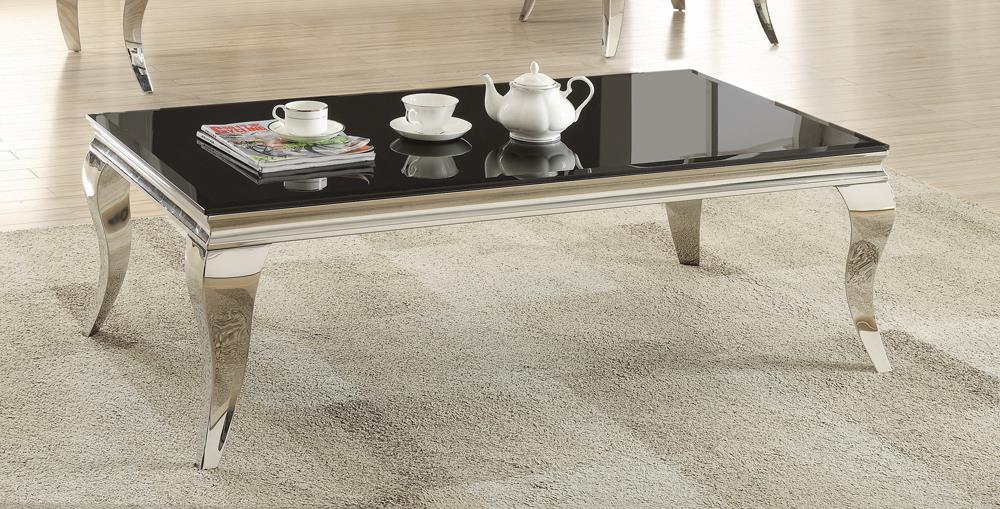 Luna Chrome/Black Rectangular Coffee Table