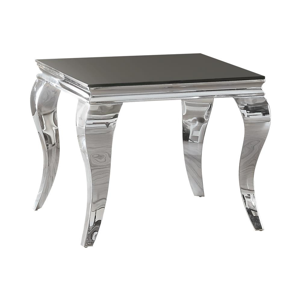 Luna Square End Table Chrome/Black