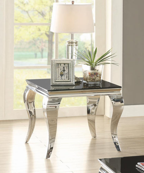 Luna Square End Table Chrome/Black by Coaster - Eve Furniture