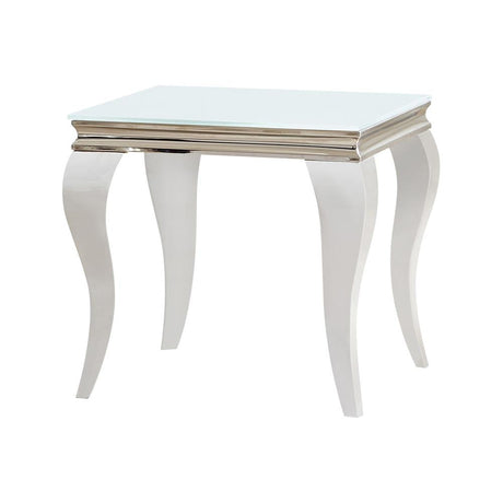 Luna Square End Table White/Chrome