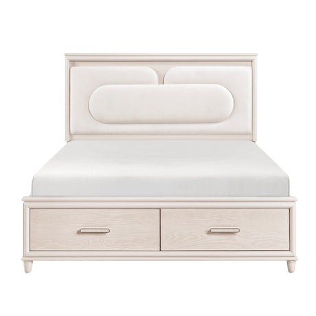 Lunaris Beige California King Platform Bed with Footboard Storage by Homelegance at Eve Furniture