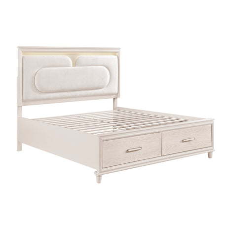Lunaris Beige King Platform Bed with Footboard Storage by Homelegance at Eve Furniture