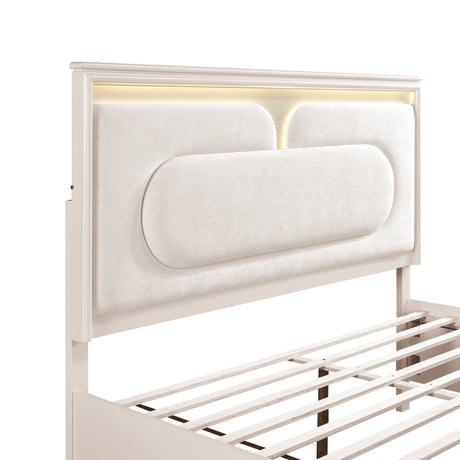 Lunaris Beige King Platform Bed with Footboard Storage by Homelegance at Eve Furniture