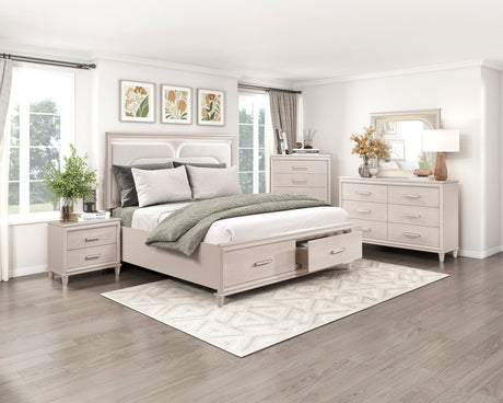 Lunaris Beige King Platform Bed with Footboard Storage by Homelegance at Eve Furniture