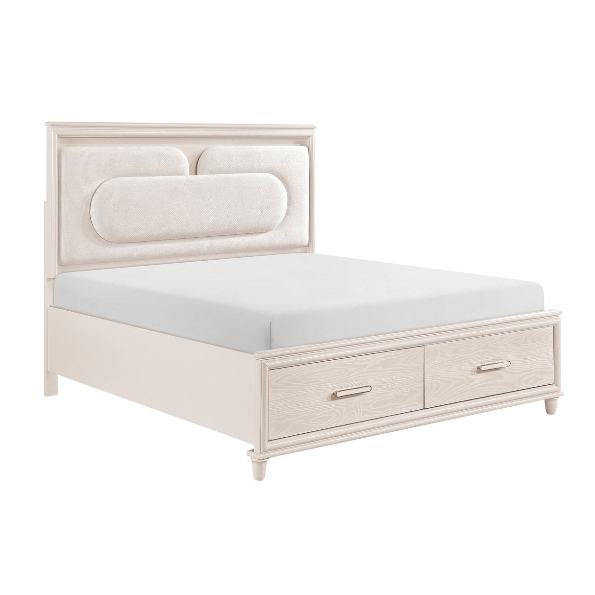 Lunaris Beige King Platform Bed with Footboard Storage by Homelegance at Eve Furniture