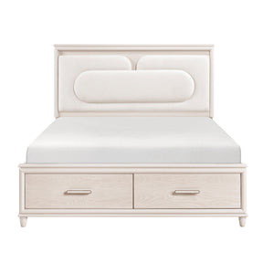 Lunaris Beige King Platform Bed with Footboard Storage by Homelegance at Eve Furniture