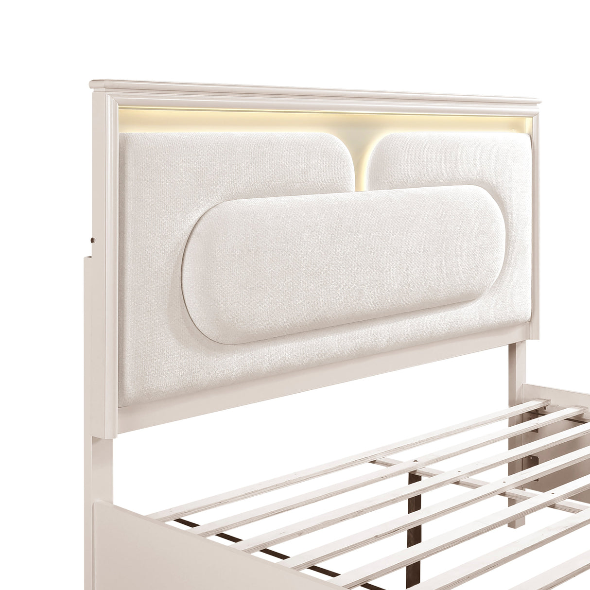 Lunaris Beige Queen Platform Bed with Footboard Storage by Homelegance at Eve Furniture