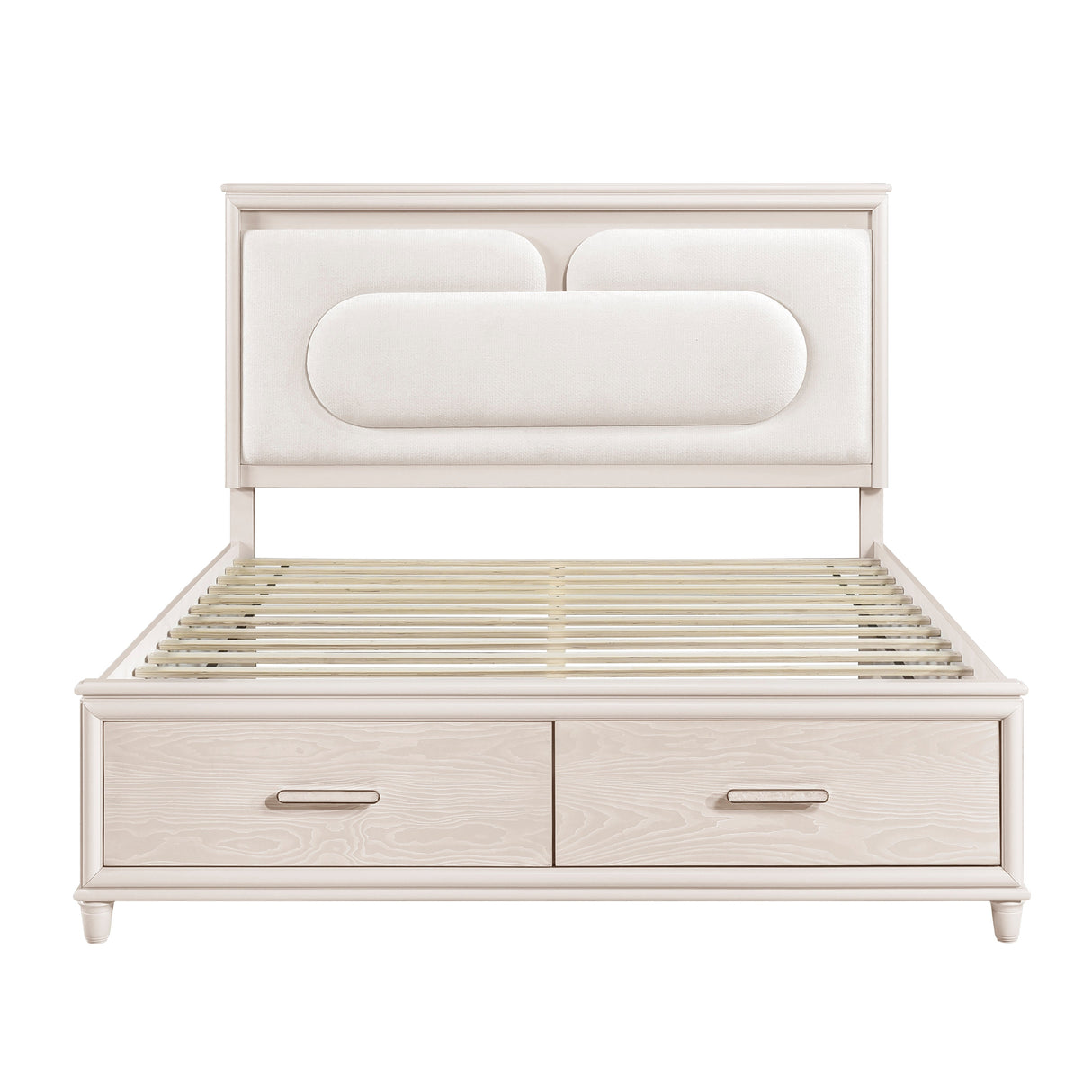 Lunaris Beige Queen Platform Bed with Footboard Storage by Homelegance at Eve Furniture