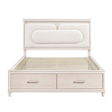 Lunaris Beige Queen Platform Bed with Footboard Storage by Homelegance at Eve Furniture