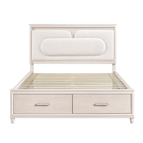 Lunaris Beige Queen Platform Bed with Footboard Storage by Homelegance at Eve Furniture